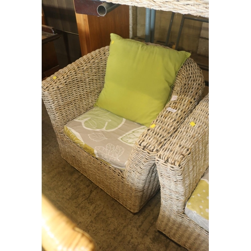 502 - WICKER 2 CHAIRS, SOFA & TABLE