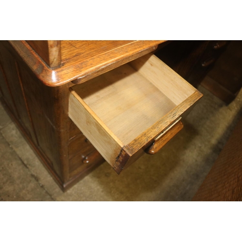 504 - OAK ROLL TOP DESK WITH KEY