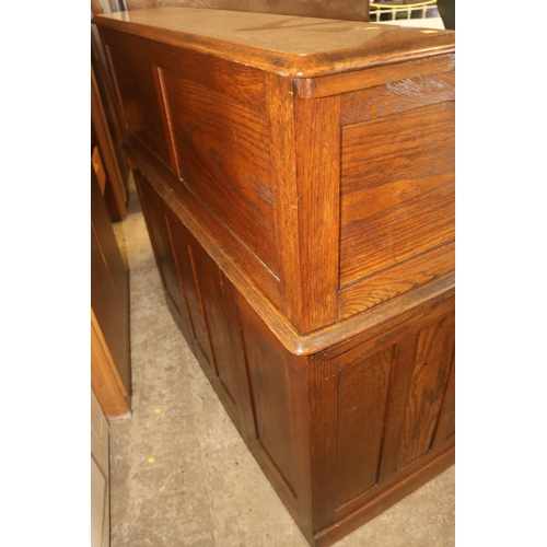 504 - OAK ROLL TOP DESK WITH KEY