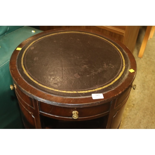 513 - ANTIQUE DRUM BOOK TABLE