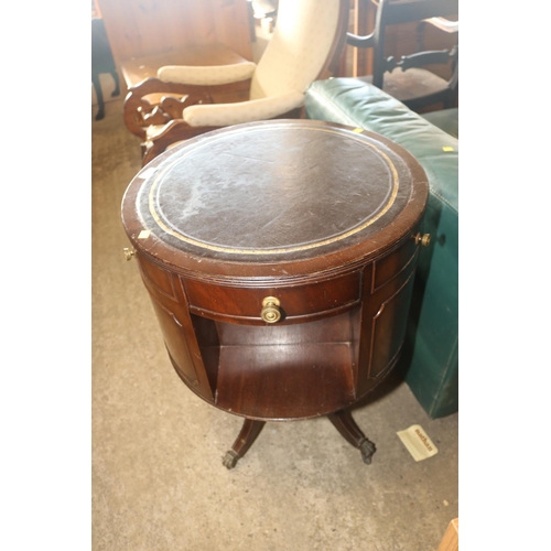 513 - ANTIQUE DRUM BOOK TABLE