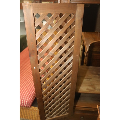 516 - LARGE PINE LATTICE CUPBOARD