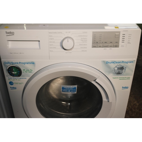 58 - BEKO 8KG WASHING MACHINE (MANUAL IN OFFICE) - WARRANTED UNTIL 12 NOON ON TUESDAY FOLLOWING THE ABOVE... 