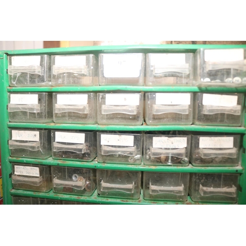 97 - QTY OF BOLTS, TINS & SMALL DRAWER UNIT