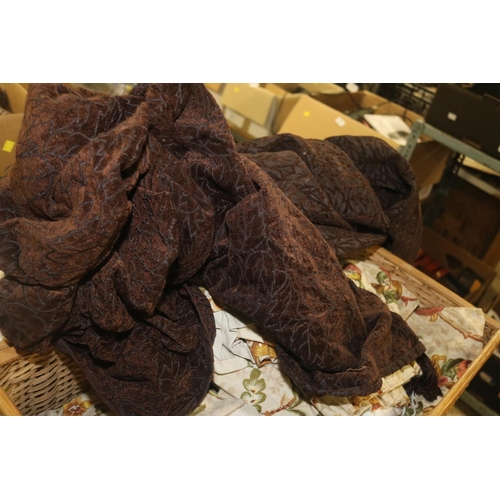 187 - 3 X RUGS, BASKET CONTAINING CURTAINS & LARGE SOFT TOY