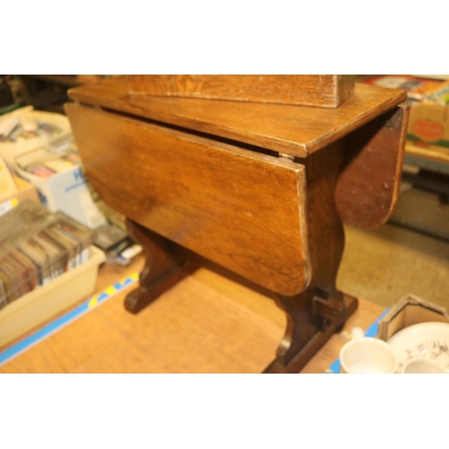 193 - SMALL MAHOGANY FOLDING TABLE, TOGETHER WITH SWING MIRROR AND LETTER RACK