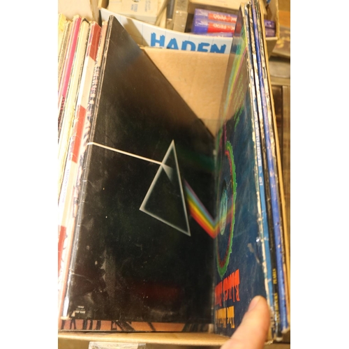 194 - 4 BOXES OF VARIOUS RECORDS, CD'S & TAPES