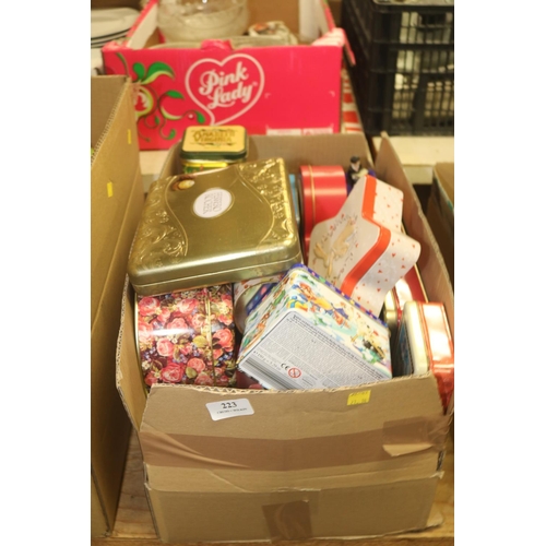 223 - BOX OF COLLECTABLE TINS