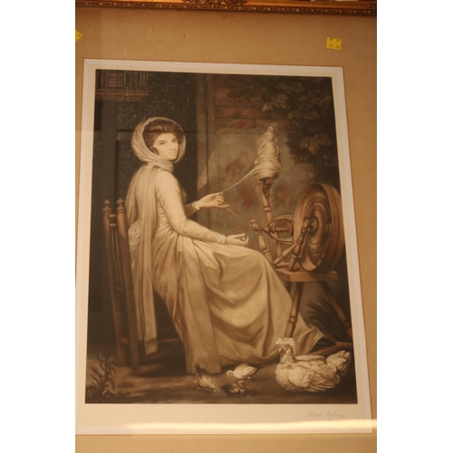 74 - FRAMED PRINT OF LADY SPINNING