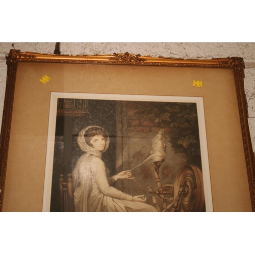 74 - FRAMED PRINT OF LADY SPINNING