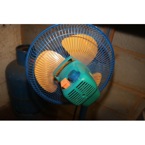92 - TRI - COLOUR FLOOR STANDING ELECTRIC FAN - WARRANTED UNTIL 12 NOON TUESDAY FOLLOWING THE ABOVE SALE