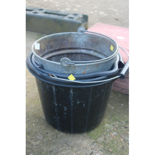 45 - 1 X GALVANISED BUCKET & 2 PLASTIC