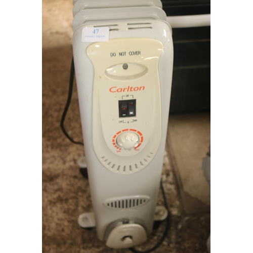 46 - CARLTON OIL FILLED RADIATOR - WARRANTED UNTIL NOON TUES FOLLOWING THE ABOVE SALE