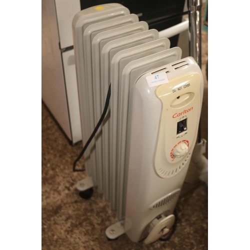 46 - CARLTON OIL FILLED RADIATOR - WARRANTED UNTIL NOON TUES FOLLOWING THE ABOVE SALE