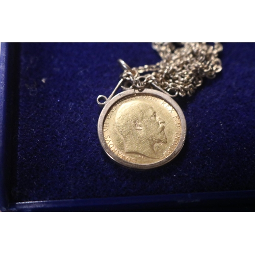 574 - HALF SOVERIGN COIN & 9CT GOLD CHAIN