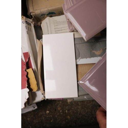 135 - 6 X BOXES OF SUBWAY TILES - 2 X GREY/3 X WHITE/1 X LILAC