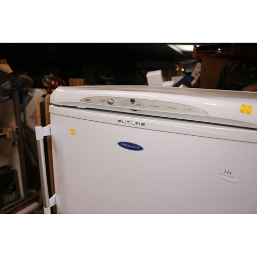 144 - HOTPOINT FREEZER - WARRANTED UNTIL NOON TUES FOLLOWING THE ABOVE SALE