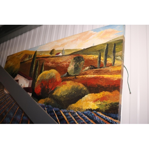 163 - LARGE CANVAS PAINTING - FRENCH SCENE