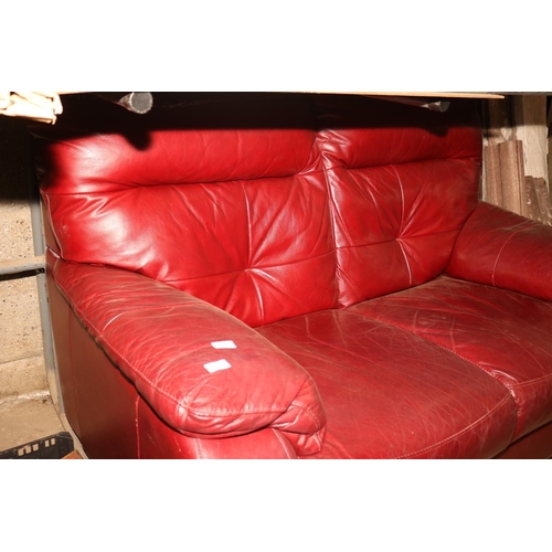 206 - RED 2 SEATER LEATHER SETTEE