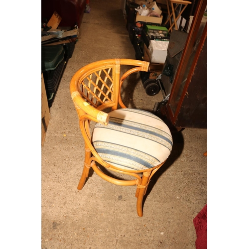 214 - CANE TABLE/CHAIR & SMALL TABLE