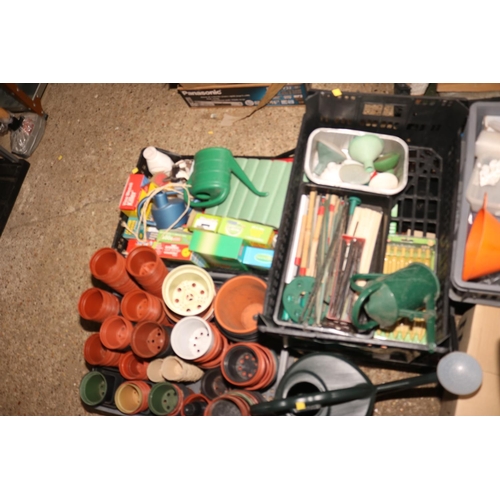 244 - LARGE QTY OF GARDEN MISC INC WATERING CANS/POTS/SPRAYER ETC