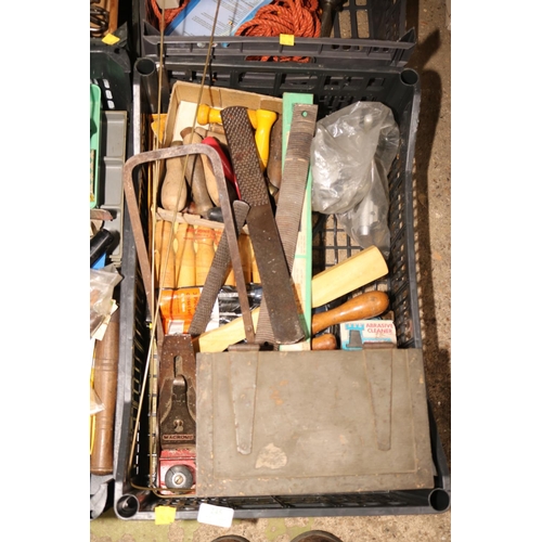 245 - 4 X CRATES OF TOOLS INC SPANNERS/FILES/HAMMERS ETC