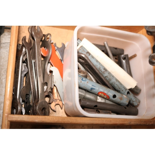 245 - 4 X CRATES OF TOOLS INC SPANNERS/FILES/HAMMERS ETC