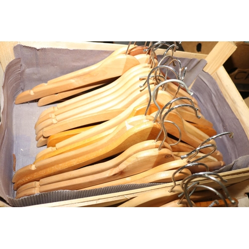 385 - 2 X CRATES OF WOODEN COAT HANGERS