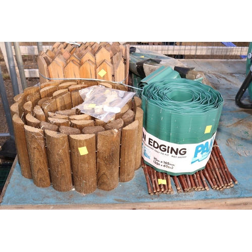 39 - QTY OF VARIOUS GARDEN EDGING INC WOOD/PLASTIC/METAL TUBES