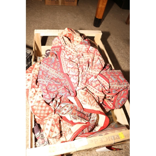 399 - 2 X CRATES & 1 BAG OF VARIOUS LINEN