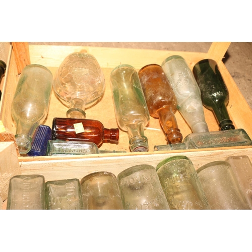 400 - JOB LOT OF ASSORTED VINTAGE GLASS BOTTLES/VARIOUS STYLES/AGE AND SOME LOCAL