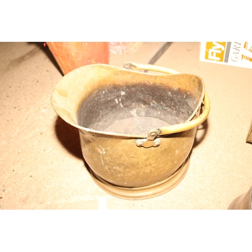 403 - 2 X COAL BUCKETS & BRASS LOG BASKET