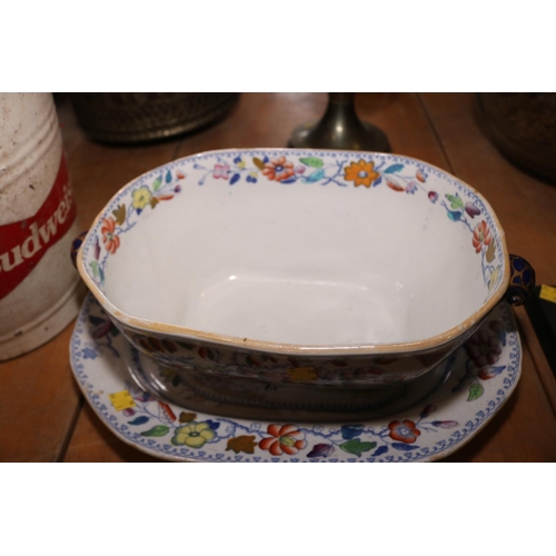 418 - MASONS LARGE TUREEN WITH COVER & PLATE