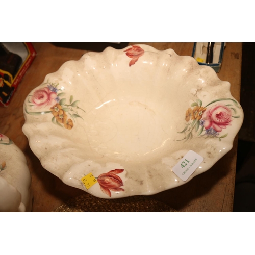 421 - FLOWER DESIGN JUG & BOWL