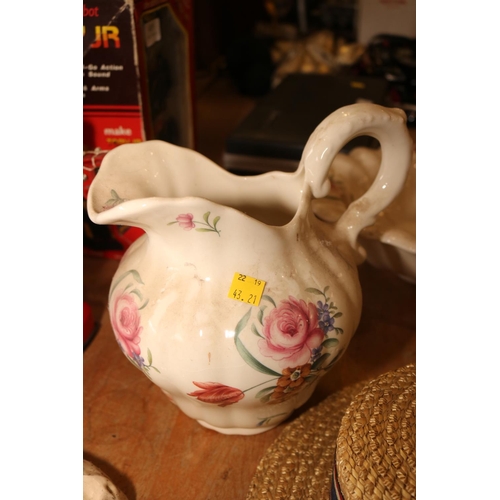 421 - FLOWER DESIGN JUG & BOWL