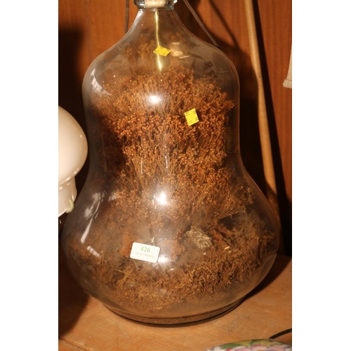 426 - LARGE TERRARIUM TABLE LAMP - WARRANTED UNTIL NOON TUES FOLLOWING THE ABOVE SALE