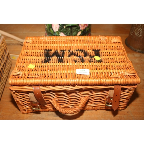 429 - F & M BASKET WITH HARRODS CUTLERY