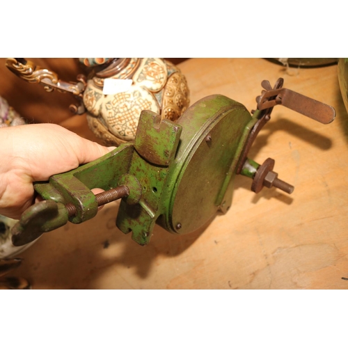 452 - 1940'S HAND OPERATED BENCH GRINDER