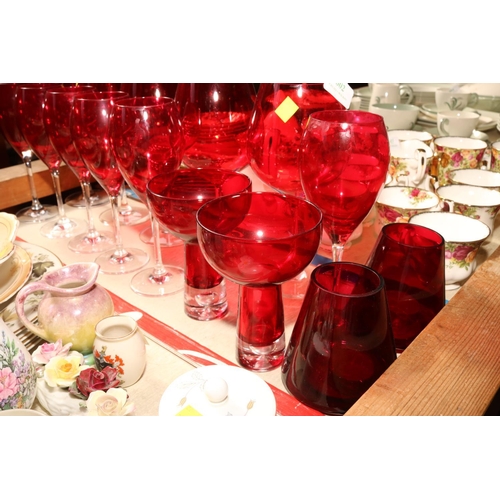 602 - BOX OF RED GLASS