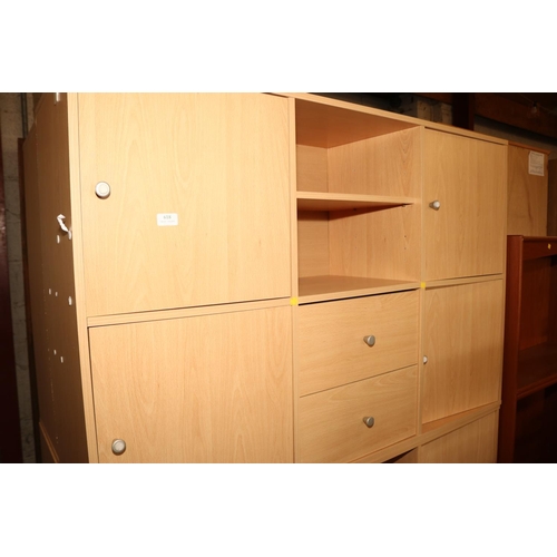 618 - MODERN BEECH OFFICE/STUDY CUPBOARD UNIT - 2 PIECES