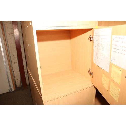 618 - MODERN BEECH OFFICE/STUDY CUPBOARD UNIT - 2 PIECES