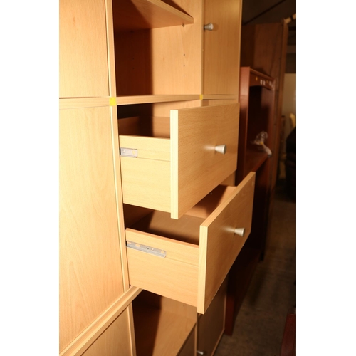 618 - MODERN BEECH OFFICE/STUDY CUPBOARD UNIT - 2 PIECES