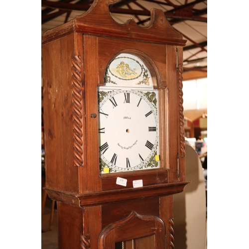 628 - LONG CASE PINE CLOCK