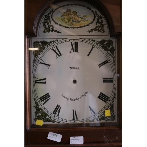 628 - LONG CASE PINE CLOCK