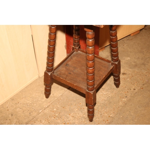 632 - OAK SIDE TABLE WITH PATTERNED TOP