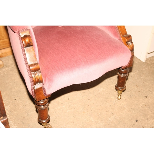 640 - VICTORIAN BUTTON BACK ARMCHAIR