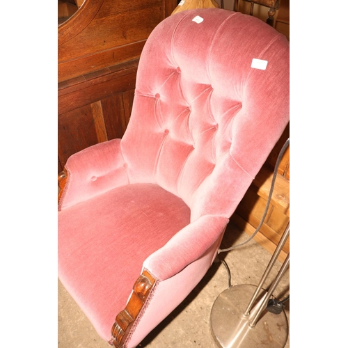 640 - VICTORIAN BUTTON BACK ARMCHAIR