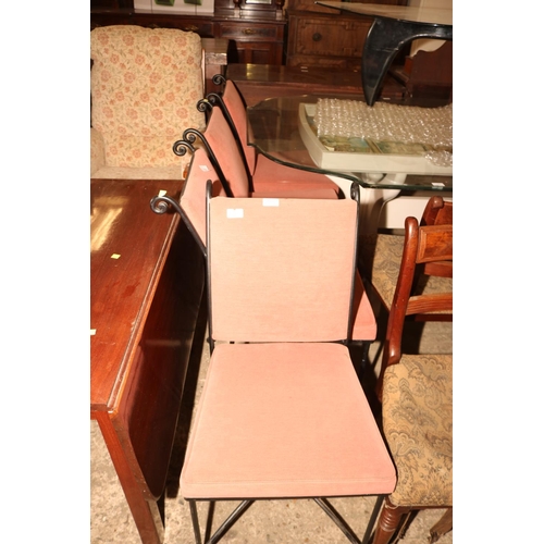 647 - 4 HEAVY METAL FRAMED CHAIRS