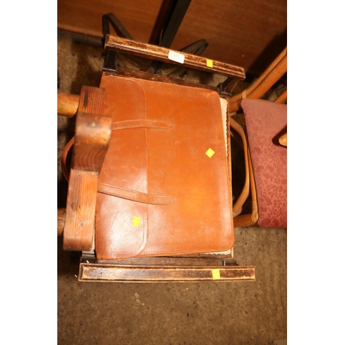 677 - 1930 PIANO STOOL & 2 LEATHER MUSIC BAGS