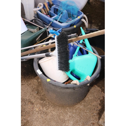 69 - QTY OF GARDEN MISC INC 4 BUCKETS/WATERICNG CANS/HAND TOOLS ETC ETC